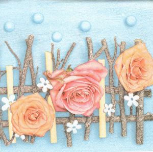 Салфетка -  Pastel Roses Composition on Blue Background