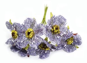 Букет цветя от зебло - лилаво - бели-  6 бр
