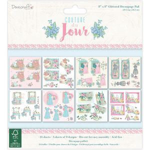 Комплект дизайнерска хартия - Couture du Jour Glitter - 24 листа