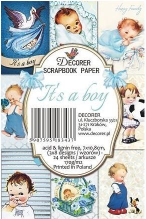 Decorer хартия - IT'S A BOY- 7 х 10.8см. - 24 листа