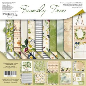 Комплект дизайнерска хартия - FAMILY TREE - 10  листа