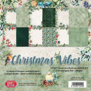 Комплект дизайнерска хартия - Christmas Vibes-  12 листа