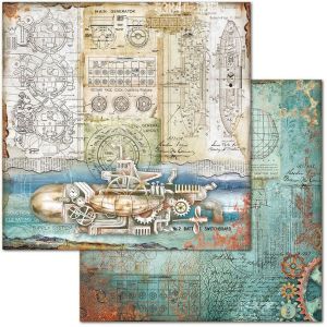 Комплект дизайнерска хартия - Mechanical Sea World - 10 двустранни листа