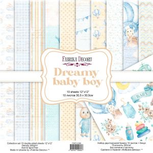 Комплект дизайнерска хартия - DREAMY BABY BOY - 10 двустранни листа