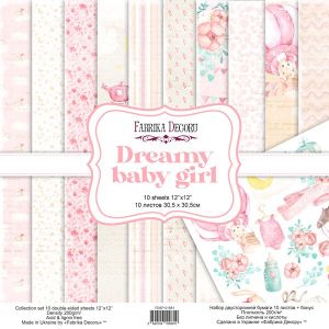 Комплект дизайнерска хартия - DREAMY BABY GIRL - 10 двустранни листа