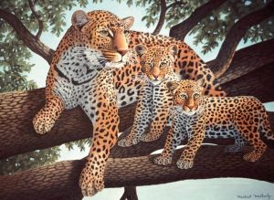  Рисуване по номера - African Leopard & Cubs