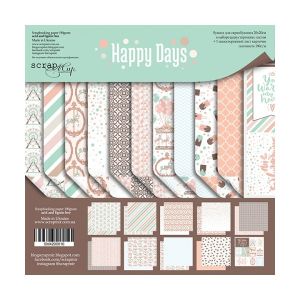 Комплект дизайнерска хартия - HAPPY DAYS - 10 двустранни листа