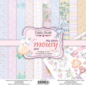 Комплект дизайнерска хартия - MY LITTLE MOUSY GIRL - 10 двустранни листа