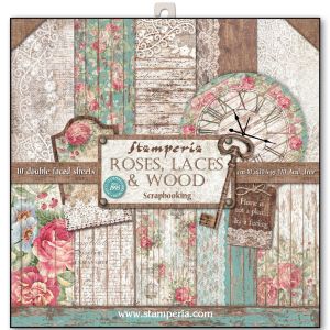 Комплект дизайнерска хартия - Roses & Laces - 10 двустранни листа