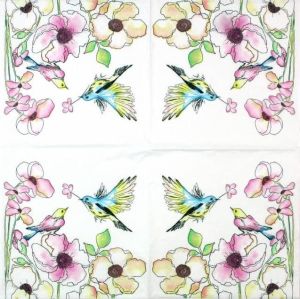 Салфетка  Watercolor Bird & Flowers  017501