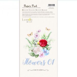 Комплект дизайнерска хартия с елементи за изрязване -  Flowers 01 - 24 листа