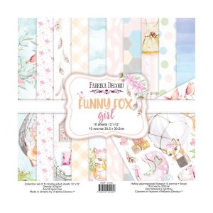 Комплект дизайнерска хартия - FUNNY FOX GIRL - 10 двустранни листа