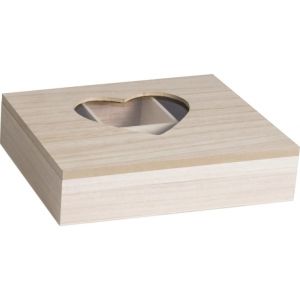 Дървена кутия ( бижутерка ) със стъклен капак Сърце - 18.00 x 24.00 x 5.70 cm