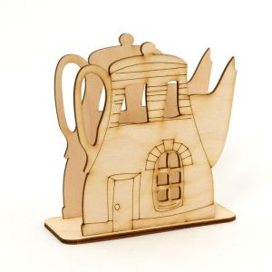 Дървен салфетник - чайник къщичка