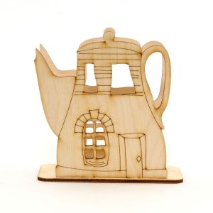 Дървен салфетник - чайник къщичка