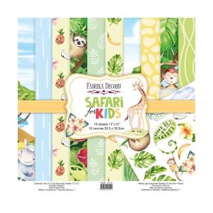 Комплект дизайнерска хартия - SAFARI FOR KIDS - 10 двустранни листа