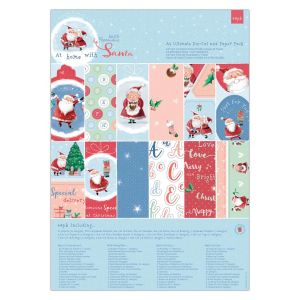 Комплект дизайнерска хартия - At home whit Santa - 48  части - A4
