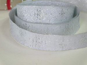 Панделка - Сребърна на снежинки - 1,00 м - 2,30 см
