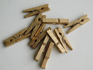 Дървени щипки - Златни малки - 10 бр.