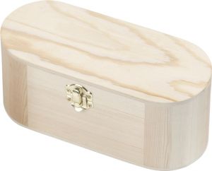 Дървена кутия с метална закопчалка - Овал - 20,00 х 8,50 х 8,50 см