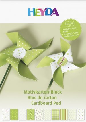 Комплект дизайнерска хартия - Зелени мотиви - 20 листа - А4