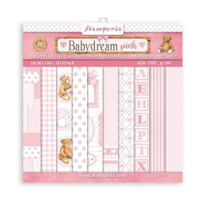 Комплект дизайнерска хартия - BabyDream Pink - 10 двустранни листа