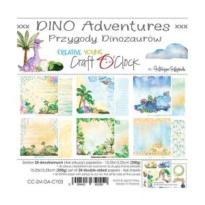 Комплект дизайнерска хартия - DINO ADVENTURES - 24 листа