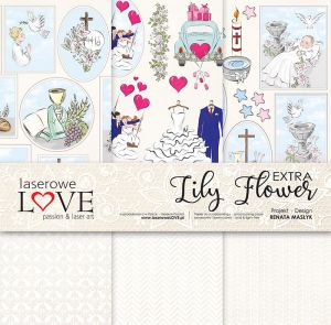 Комплект дизайнерска хартия - Lily Flower EXTRA - 6 листа