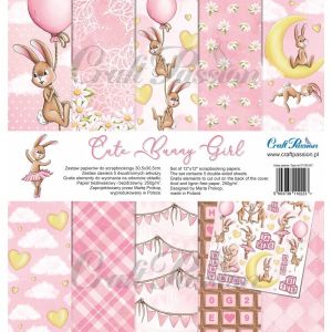 Комплект дизайнерска хартия - CUTE BUNNY GIRL - 5 двустранни листа