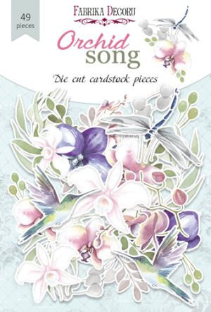 Комплект тагове и изрязани елементи - Orchid song- 48 бр.