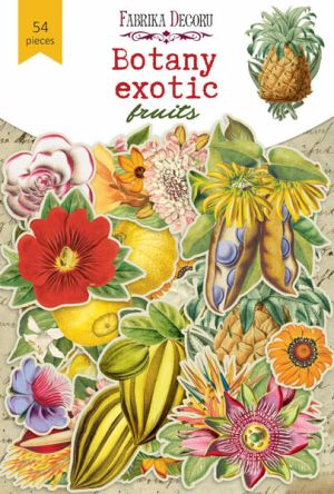 Комплект тагове и изрязани елементи - Botany Exotic Fruits - 54 бр.
