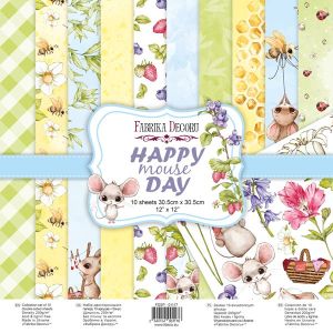 Комплект дизайнерска хартия - Happy Mouse Day - 10 двустранни листа