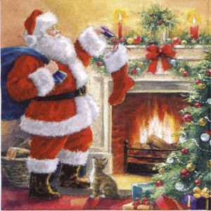 Салфетка Santa placing Presentes in Stockings 303450