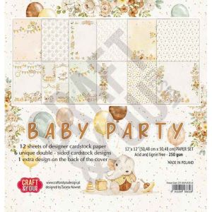 Комплект дизайнерска хартия - BABY PARTY - 12 двустранни листа