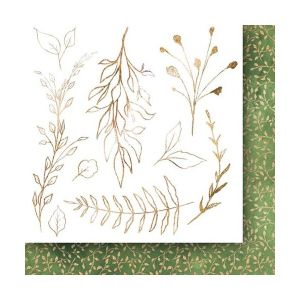 Комплект дизайнерска хартия - GOLDEN DREAMS - FLOWERS AND ORNAMENTS - 24 листа