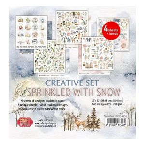 Комплект дизайнерска хартия - SPRINKLED WITH SNOW creative set - 4 двустранни листа