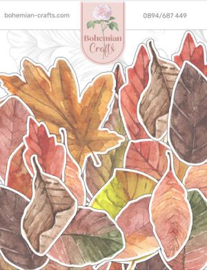 Комплект изрязани елементи - Watercolor autumn leaves - 51 бр.