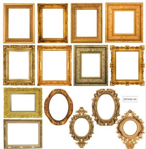 Комплект изрязани елементи - Gold Baroque Frames - 14 елемента