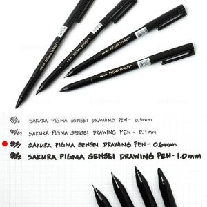 Пигментен маркер  Sakura за Манга и Илюстрации - Черно - 0.60 мм