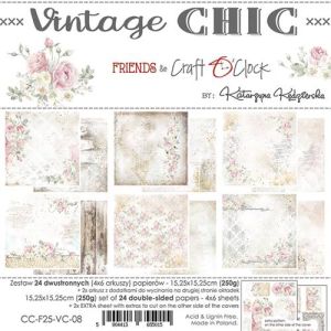 Комплект дизайнерска хартия - VINTAGE Chic - 24 листа