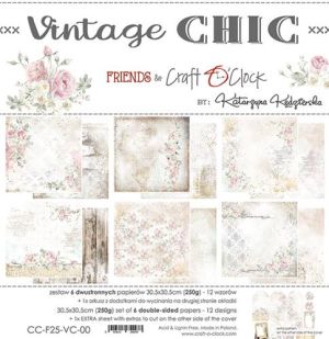 Комплект дизайнерска хартия - VINTAGE CHIC - 6 листа
