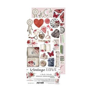 Комплект дизайнерска хартия с елементи за изрязване - VINTAGE LOVE Vintage - 12 листа