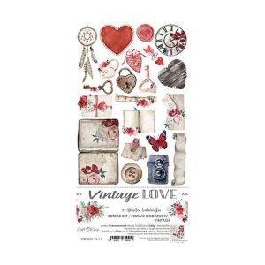 Комплект дизайнерска хартия с елементи за изрязване - VINTAGE LOVE Vintage - 12 листа