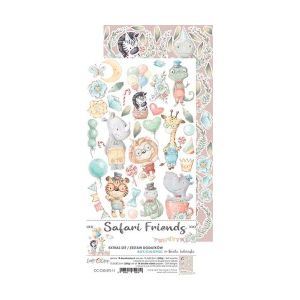 Комплект дизайнерска хартия с елементи за изрязване - SAFARI FRIENDS Boy -  18 листа