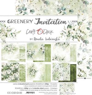 Комплект дизайнерска хартия - GREENERY INVITATION - 6 листа