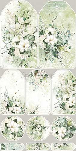 Комплект дизайнерска хартия с елементи за изрязване - GREENERY INVITATION Flowers - 12 листа
