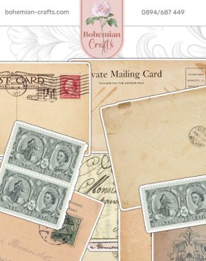 Комплект изрязани елементи - Retro Post  Stamp - 13 бр.