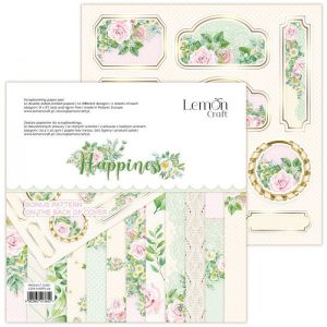 Комплект дизайнерска хартия - HAPPINESS - 12 листа