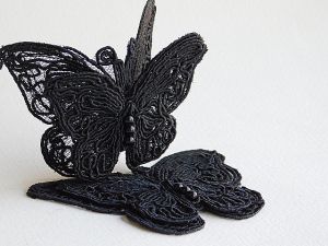 Пеперуди с перлички Черно - 2 бр
