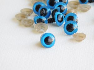 Стъклени очички за кукли на винт - Сини - 20 бр. 10 мм